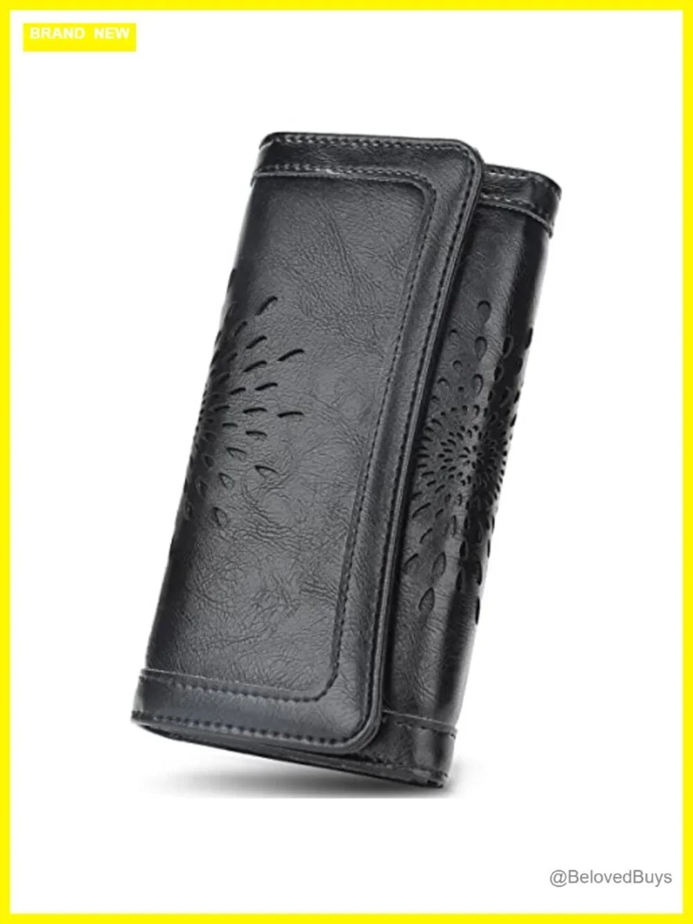 RFID Blocking Faux Leather Tri-Fold Clutch Wallet Card Holder Phone Organizer